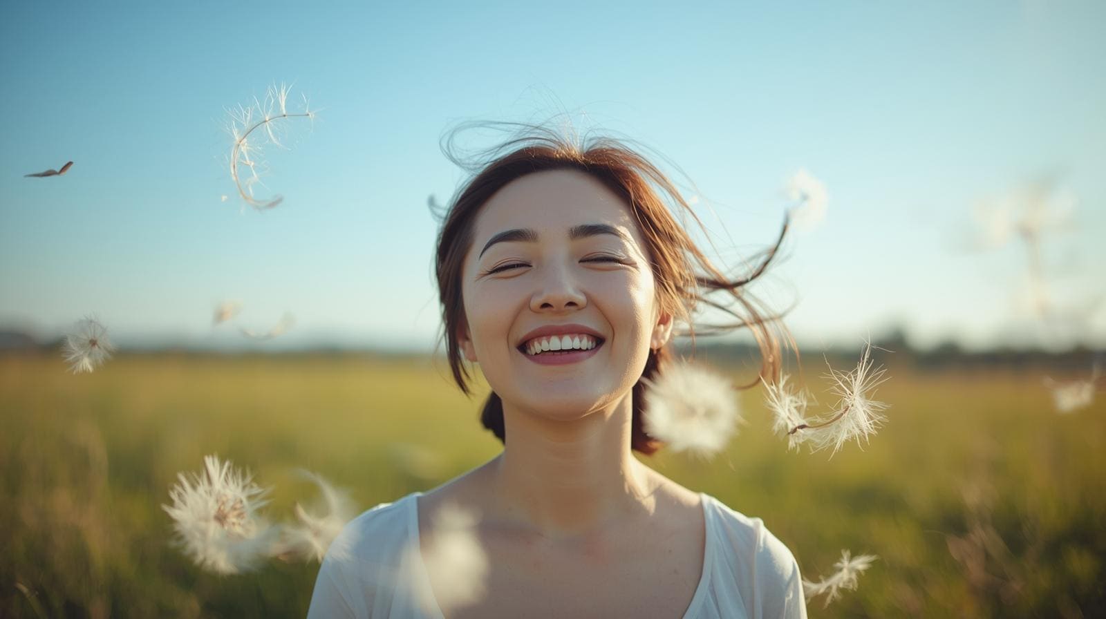 ノートを読んで笑顔になる女性